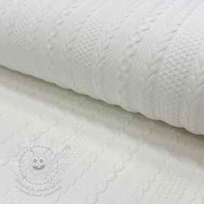 Kötött kelme jacquard Cable white