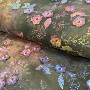 Pamutvászon TIE DYE EMBROIDERY Poppy design N