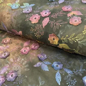 Pamutvászon TIE DYE EMBROIDERY Poppy design N