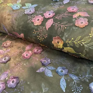 Pamutvászon TIE DYE EMBROIDERY Poppy design N