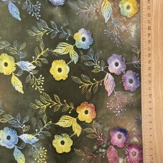 Pamutvászon TIE DYE EMBROIDERY Poppy design N