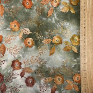 Pamutvászon TIE DYE EMBROIDERY Poppy design O