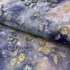 Pamutvászon TIE DYE EMBROIDERY Poppy design T