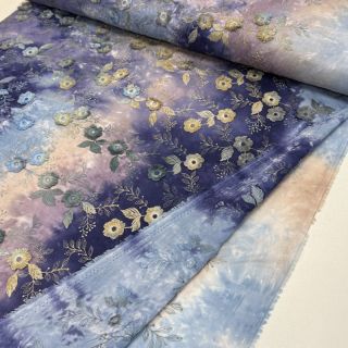 Pamutvászon TIE DYE EMBROIDERY Poppy design T