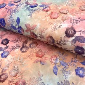 Pamutvászon TIE DYE EMBROIDERY Poppy design R