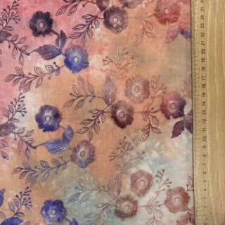 Pamutvászon TIE DYE EMBROIDERY Poppy design R