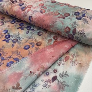 Pamutvászon TIE DYE EMBROIDERY Poppy design R