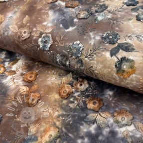 Pamutvászon TIE DYE EMBROIDERY Poppy design M