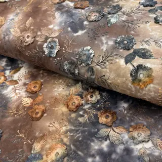 Pamutvászon TIE DYE EMBROIDERY Poppy design M