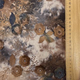 Pamutvászon TIE DYE EMBROIDERY Poppy design M