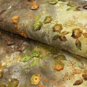 Pamutvászon TIE DYE EMBROIDERY Poppy design P