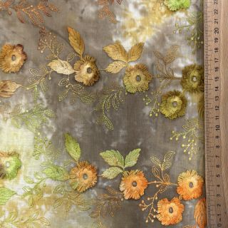 Pamutvászon TIE DYE EMBROIDERY Poppy design P