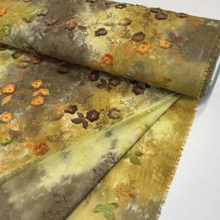 Pamutvászon TIE DYE EMBROIDERY Poppy design P