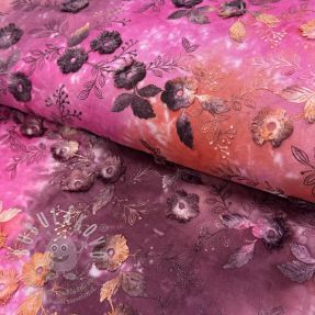 Pamutvászon TIE DYE EMBROIDERY Poppy design Q