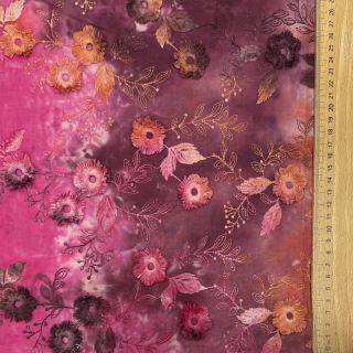 Pamutvászon TIE DYE EMBROIDERY Poppy design Q