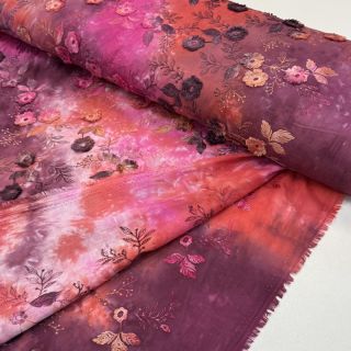 Pamutvászon TIE DYE EMBROIDERY Poppy design Q