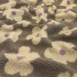 Kabát anyag TEDDY JACQUARD Flowers taupe/beige