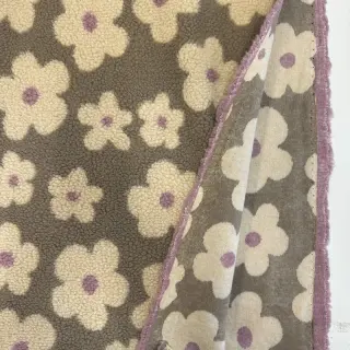 Kabát anyag TEDDY JACQUARD Flowers taupe/beige