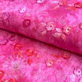 Pamutvászon TIE DYE EMBROIDERY Poppy design U