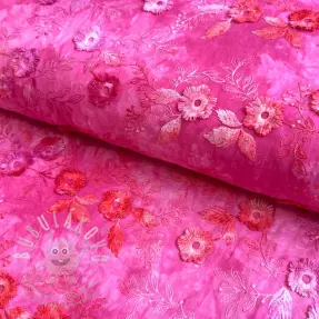 Pamutvászon TIE DYE EMBROIDERY Poppy design U