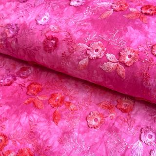 Pamutvászon TIE DYE EMBROIDERY Poppy design U