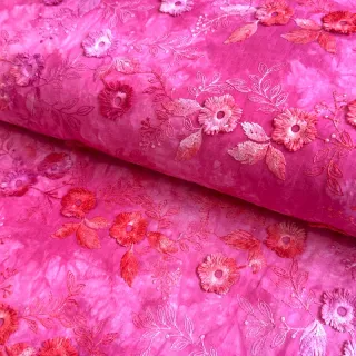 Pamutvászon TIE DYE EMBROIDERY Poppy design U