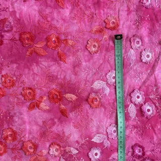 Pamutvászon TIE DYE EMBROIDERY Poppy design U