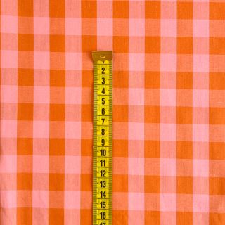Pamutvászon YARN DYED CHECKS orange salmon