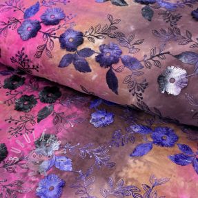 Pamutvászon TIE DYE EMBROIDERY Poppy design A