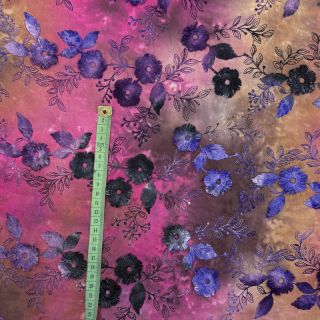 Pamutvászon TIE DYE EMBROIDERY Poppy design A