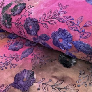 Pamutvászon TIE DYE EMBROIDERY Poppy design A