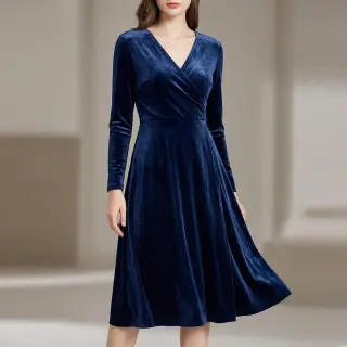 Elasztikus bársony anyag VELVET STRETCH navy