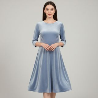 Elasztikus bársony anyag VELVET STRETCH light blue