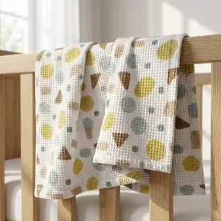Waffle Shapes yellow digital print