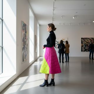 Steppelt anyag Graphic square pink lime