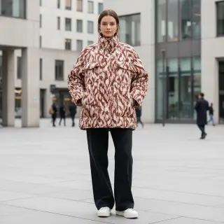 Steppelt anyag Blurry Ikat brown
