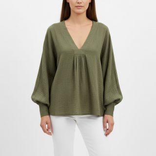 Dupla géz/muszlin dark moss green