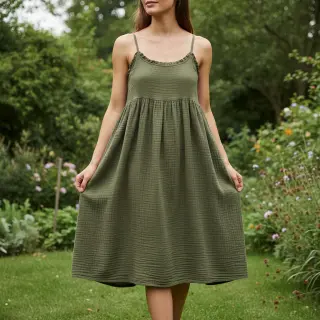 Dupla géz/muszlin dark moss green