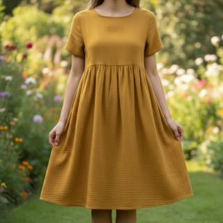 Dupla géz/muszlin dark ochre ORGANIC