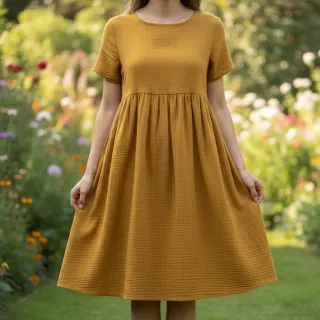 Dupla géz/muszlin dark ochre ORGANIC