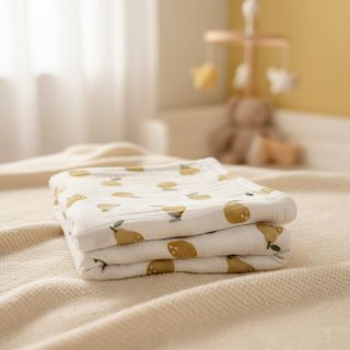 Dupla géz/muszlin Pears design B digital print