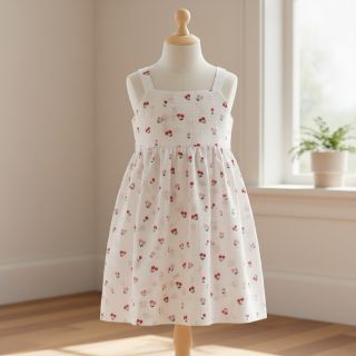 Dupla géz/muszlin Fruits cherry white