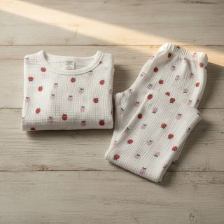 Dupla géz/muszlin Fruits apple white