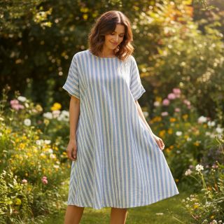 Dupla géz/muszlin YARN DYED Line blue