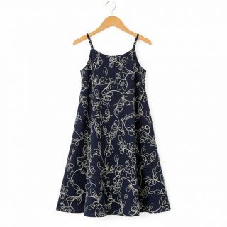 Dupla géz/muszlin EMBROIDERY Climbing flowers navy