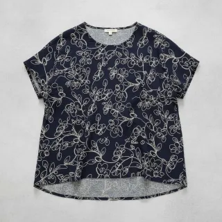 Dupla géz/muszlin EMBROIDERY Climbing flowers navy