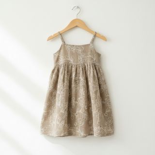 Dupla géz/muszlin EMBROIDERY Climbing flowers beige