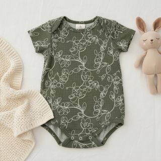 Dupla géz/muszlin EMBROIDERY Climbing flowers pickle