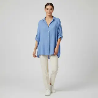 Dupla géz/muszlin royal blue ORGANIC