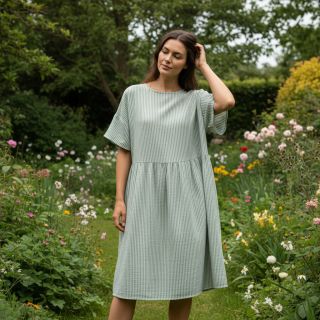 Dupla géz/muszlin YARN DYED Stripes old green